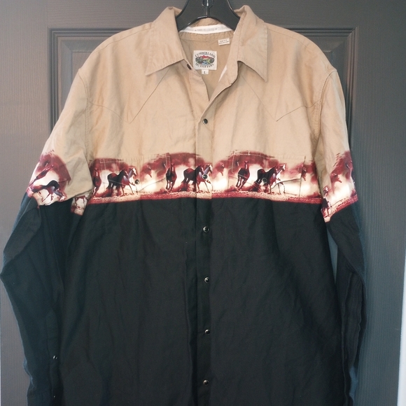 Cumberland Outfitters Other - Cumberland Outfitters Shirt Cowboy Horse Trail Western Pearl Snap Equestrian VTG